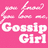 Pixelated pink background with white text reading 'Gossip Girl' and two stylized 'G' symbols above it.