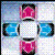 Animated icon with four diamond-shaped elements in blue and pink arranged around a central white square, accompanied by pixelated text reading "it looks easy... ...until you play it!".