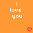 Orange background with repeated white text "i love you" and red pixelated hearts in a pattern