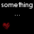 Black background with white pixelated text and red heart symbols arranged in a -like layout