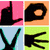 six distinct pixelated icons featuring silhouettes, symbols, and text on solid backgrounds