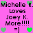 Pixelated text and heart icons on a bright pink background with repeated phrases and emoticons.