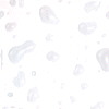 A static image of translucent, irregularly shaped water droplets scattered across a white background with faint gray outlines.