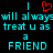 Pixelated cyan text on black background with red heart symbol above text, repeating twice side-by-side.