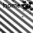 Static pixel art icon with diagonal striped background and partial text reading 'home gdl' in dark pixels.