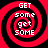 Four identical red and black spiral patterns with white text reading 'GET some get SOME' arranged in a on a solid red background