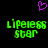 A static pixel art image with a black background, featuring a purple pixelated heart above green pixelated text reading 'Lipeless star' in two identical instances.