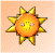 Animated sun icon with yellow-orange gradient face, pink eyes, and smiling mouth; eight-pointed star rays on peach background. Text below changes from 'Sum' to 'Summer Secret Pals 2000'.
