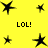 Yellow background with black star shapes and four instances of 'LOL!' text in pixelated font.