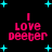 Pixelated text "I Love Deeter" in pink with cyan stars on black background, animated with star position changes across frames.