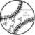 Four softball-themed circular icons arranged in a with blue text overlays reading SOFTBALL!!, LEARN IT, and LOVE IT