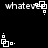 Pixelated white text 'whatever' with a square symbol on black background, showing two distinct animation states.
