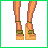Animated contact sheet of a pixel-art doll character in summer attire with multiple frames showing different body parts and expressions, including feet, torso, face, and text labels.