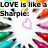 Colorful pencils radiate from center with pink hearts and text about love fading like a Sharpie.