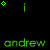 Green cursive 'Love' text above green sans-serif 'andrew' text on black background with small green decorative elements, some frames showing a gray rectangle in the bottom-right corner.
