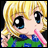 Pixelated anime-style character with blonde hair and large eyes holding a pink object, next to text reading "Anime IM" on black background.