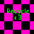 A pixelated animation of a checkered background with green text reading 'Recycle' and '43', transitioning between two distinct patterns