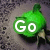 Green rose icon with text overlays changing from 'Go' to 'Green', set against a textured gray background.