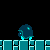 Animated sequence of a blue helmeted character walking across teal and light-blue block platforms on black background.