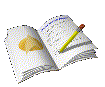 Open notebook with handwritten text and a yellow pencil with red eraser resting on its pages, displayed in a of nine identical static images