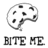 Pixelated icon shows a gray palette with black spots on white background, below which reads 'BITE ME' in blocky text; adjacent blue displays 'Made At Avatar Magic .com' in light blue pixel font