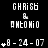 Pixelated text displays 'GHRIS6 & ANTONIO' with date '8-24-07', stars, and asterisks on black background; animation changes star count per frame.