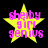 Four identical yellow star-shaped icons with pink text reading 'shelby girl genius' on a black background, each with slight pixel variations.