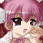 Pixelated anime-style character with pink hair and large eyes on left, black background with white text "Anime IM" and signature on right.