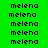 six displays the name 'melena' repeated in pixelated text across different background colors