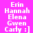 Pixelated text list on pink background with blue highlight changes