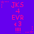 A static image with a solid purple background displaying repeated pink text and symbols arranged in three vertical