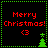 Four identical pixel-art display 'Merry Christmas!' text with a heart and tree, each bordered by green dots on black background