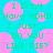 Pixelated green text on cyan background with pink circles, repeating phrases about ADHD and pie.