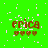Green background with scattered white pixels, brown text 'erica' and four brown heart symbols below it, varying pixel density across repeated instances.