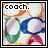 Animated buddy icon featuring Olympic rings with 'coach.' text in two color variations across frames.