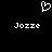 White pixelated heart symbol above two instances of the name 'Jozze' on a black background.