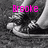 Pixelated grayscale image of a person's lower body wearing dark shoes and light pants, with bright pink text reading 'Brooke' overlaid at the top.