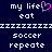 Pixelated text on dark blue background with pink heart symbol replacing 'l' in 'life', repeated across two
