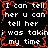 Pixelated text repeats across a black background with red glitch effects, showing phrases like "I can tell her u can" and "i was takini my time" in white block letters.