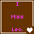 Brown background with pink text reading "I Miss Leo." and a white heart icon that changes to two gray hearts in subsequent frames.