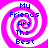 Four identical spiral patterns with pink and white stripes, each containing blue text reading "My Friends Are The Best" in a pixelated font.