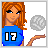 Animated contact sheet showing a pixel art character with orange hair and blue shirt holding a volleyball, transitioning from small to large ball size across frames.