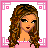 Animated contact sheet of a pixel-art character with long brown hair wearing pink top and blue jeans, displaying sequential frames showing facial expressions, body parts, and text fragments.