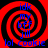 Red and black spiral background with blue text reading 'idk my bff jill' and 'lol cookie' in four identical quadrants.