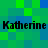 Pixelated green and blue background with repeated black text "Katherine" in two