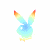 twelve rainbow-colored bunny head icons with gradient transitions between hues, each featuring a small text label beneath the icon
