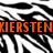 Pixelated black-and-white abstract background with orange text reading 'KIERSTEN' on a solid black bar.