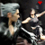 Animated sequence of a stylized figure with gray hair in a black sleeveless top and white striped pants, performing dynamic poses against dark background.