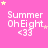 Pink background with white text 'Summer OhEight <33' and yellow stars in various positions