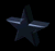 Dark blue star-shaped icon rotates through multiple angles against black background, displaying varying light reflections and shadowed facets.